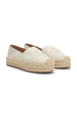 Espadrilles met gestikt Double B-monogram, Lichtbeige