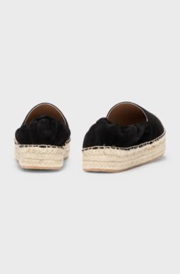 Suede espadrilles with elasticated heel, Black