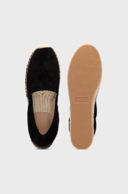 Suede espadrilles with elasticated heel, Black