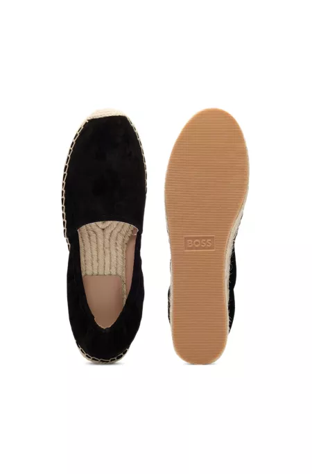 Espadrilles en cuir suédé à talon élastique