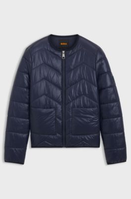 Water-repellent jacket with chevron quilting, Dark Blue