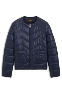 Waterafstotende jas met chevronstiksels, Donkerblauw