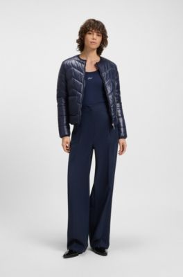 Water-repellent jacket with chevron quilting, Dark Blue