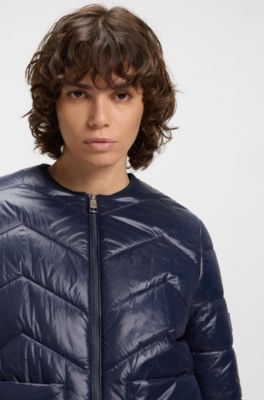 Water-repellent jacket with chevron quilting, Dark Blue