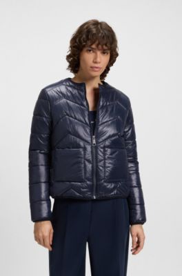 Water-repellent jacket with chevron quilting, Dark Blue