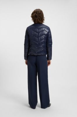 Water-repellent jacket with chevron quilting, Dark Blue