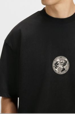 T-shirt in jersey di cotone con grafica ispirata alla boxe, Nero