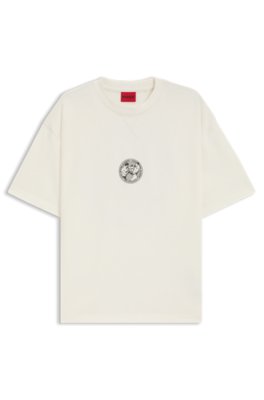 Cotton-jersey T-shirt with boxing artwork