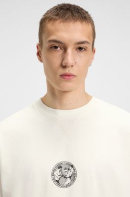 T-shirt in jersey di cotone con grafica ispirata alla boxe, Colore neutro