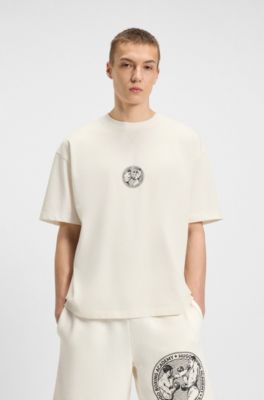 T-shirt in jersey di cotone con grafica ispirata alla boxe, Colore neutro