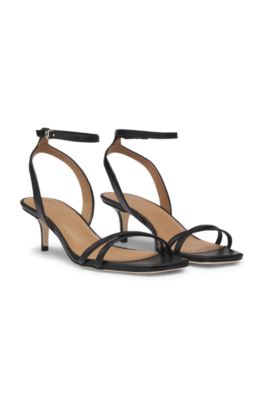 Leather sandals with Double B monogram, Black