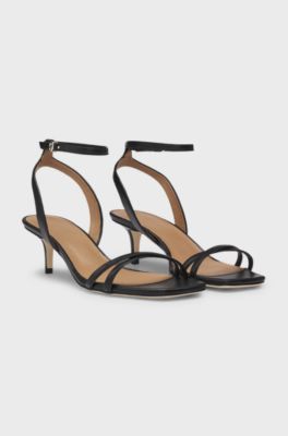Leather sandals with Double B monogram, Black