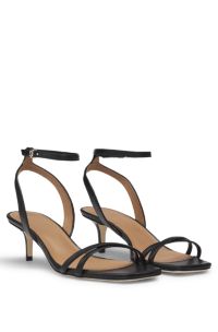 Sandalias de piel con monograma Double B, Negro