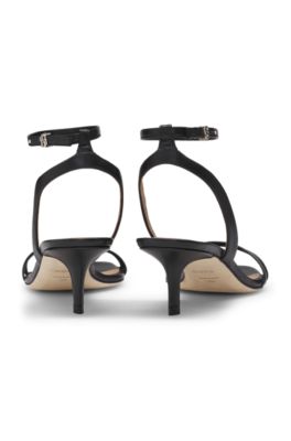 Leather sandals with Double B monogram, Black