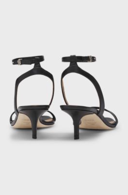 Leather sandals with Double B monogram, Black