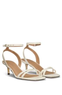 Leather sandals with Double B monogram, Natural