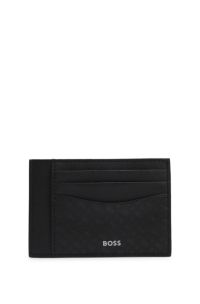 Card holder with monogram pattern, Black Patterned