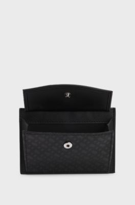 Card holder with monogram pattern, Black Patterned