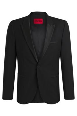 Extra-slim-fit tuxedo jacket in performance-stretch fabric, Black
