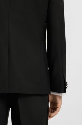 Extra-slim-fit tuxedo jacket in performance-stretch fabric, Black