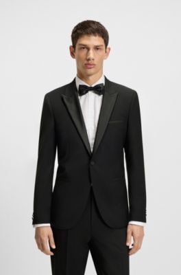 Extra-slim-fit tuxedo jacket in performance-stretch fabric, Black