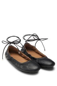 Nappa-leather ballerina pumps with Double B monogram, Black