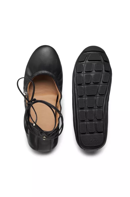 Nappa-leather ballerina pumps with Double B monogram