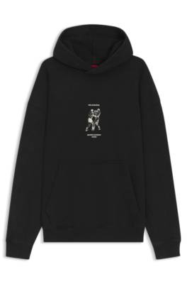 Cotton-terry hoodie with boxing artwork 1