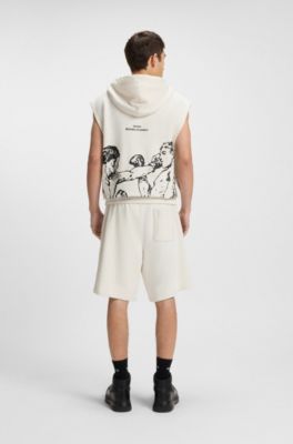 Shorts aus Baumwoll-Terry mit Box-Artwork, Natur