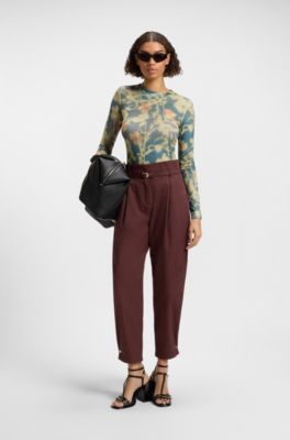 Stretch-mesh top with all-over print, Patterned
