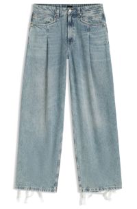 Wide-leg jeans with front pleats, Light Blue