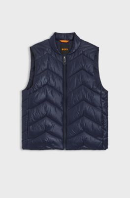 Water-repellent gilet with chevron quilting, Dark Blue
