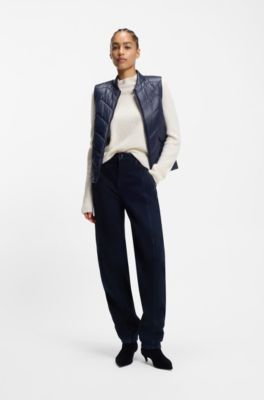 Water-repellent gilet with chevron quilting, Dark Blue