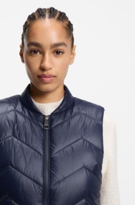 Water-repellent gilet with chevron quilting, Dark Blue
