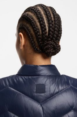 Water-repellent gilet with chevron quilting, Dark Blue