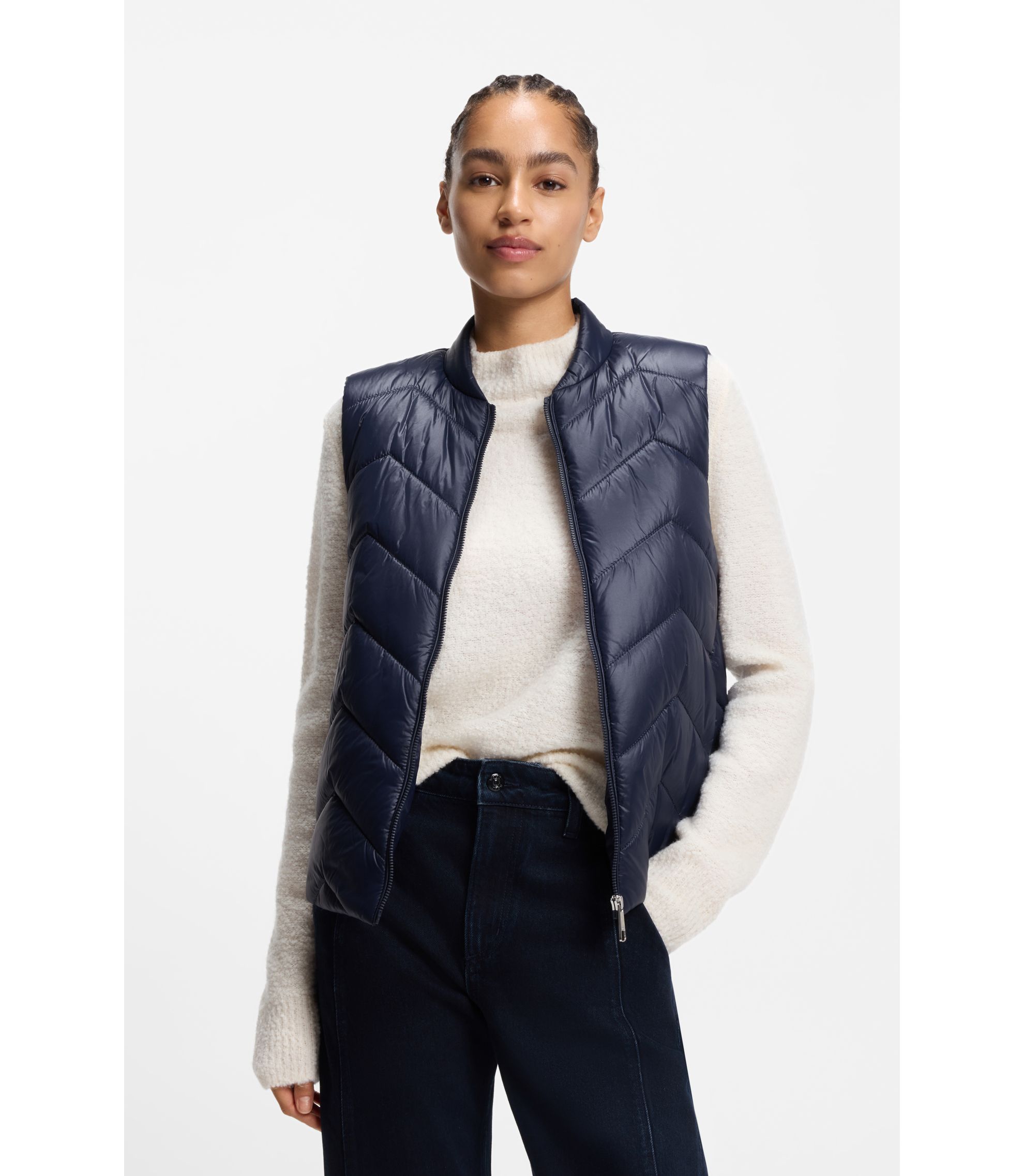 Wasserabweisende Weste mit Chevron-Absteppungen