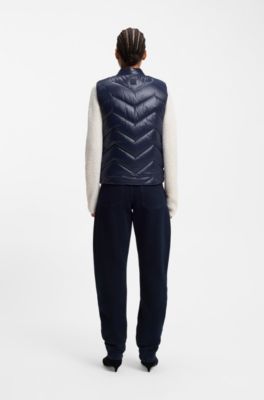 Water-repellent gilet with chevron quilting, Dark Blue