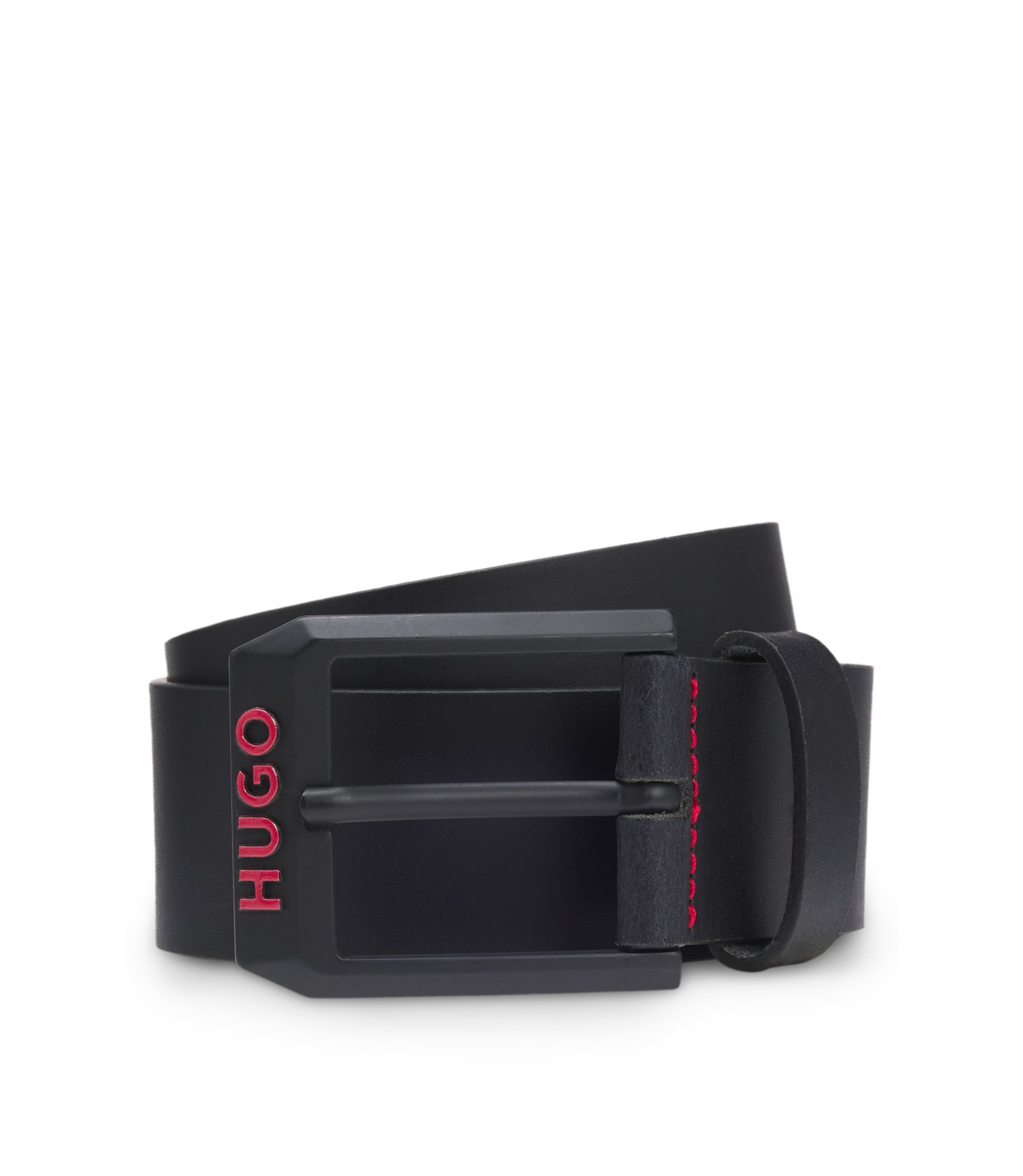 Gürtel aus italienischem Leder mit eckiger Logo-Schließe