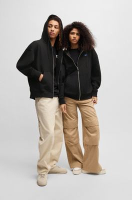 All-gender relaxed-fit hoodie in cotton terry, Black
