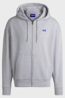 All-gender relaxed-fit hoodie in cotton terry, Light Grey
