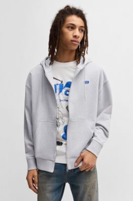 All-gender relaxed-fit hoodie in cotton terry, Light Grey