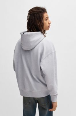 All-gender relaxed-fit hoodie in cotton terry, Light Grey