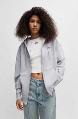 All-gender relaxed-fit hoodie in cotton terry, Light Grey