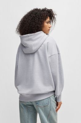 All-gender relaxed-fit hoodie in cotton terry, Light Grey