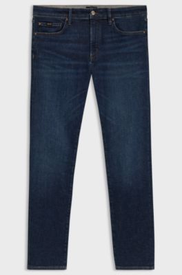 Slim-fit jeans in blue performance denim, Dark Blue