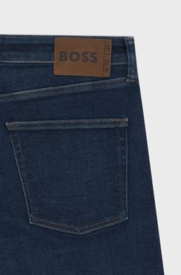 Slim-fit jeans in blue performance denim, Dark Blue