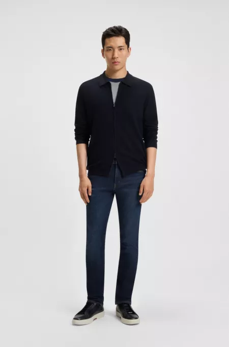 Slim-fit jeans in blue performance denim