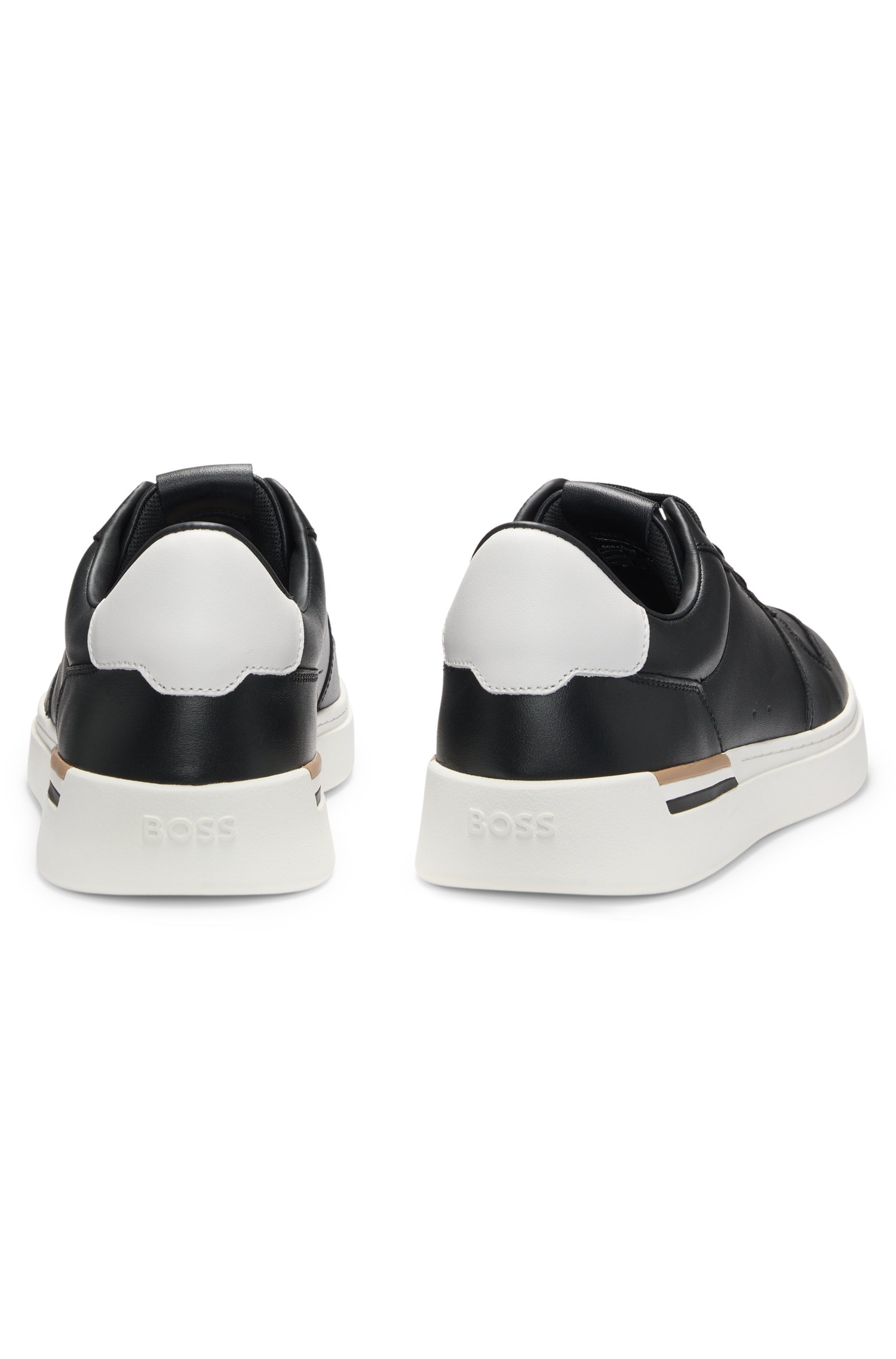 Boss Leather trainers with contrast logos sneakers herr – bild 3