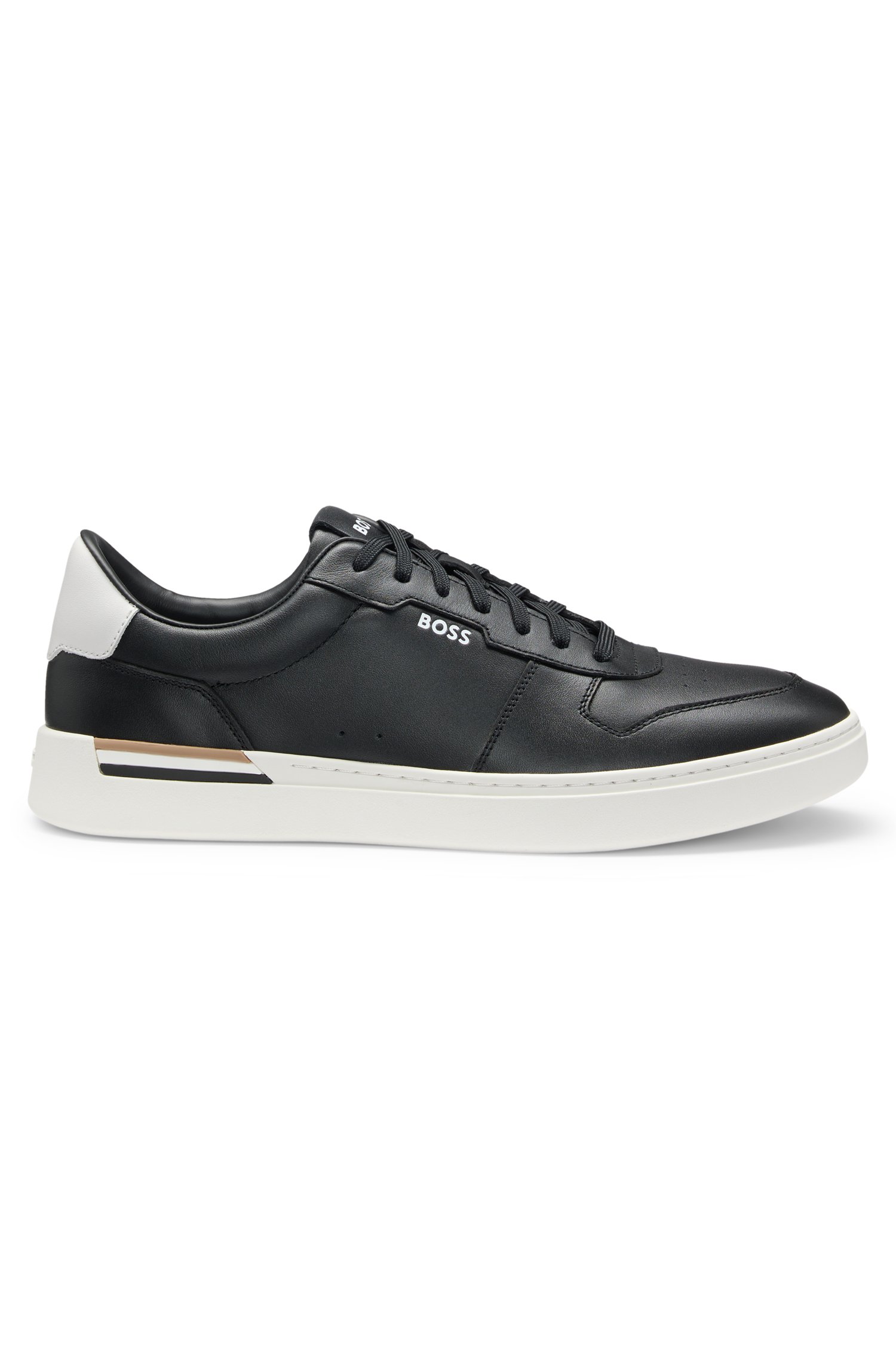 Boss Leather trainers with contrast logos sneakers herr – bild 2