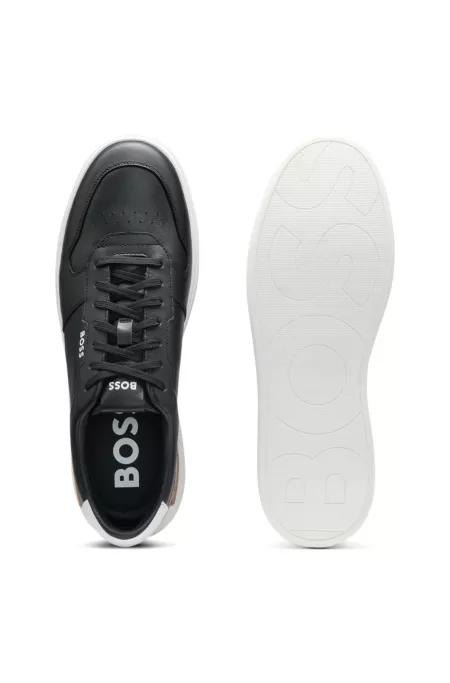 Leather trainers with signature-stripe details